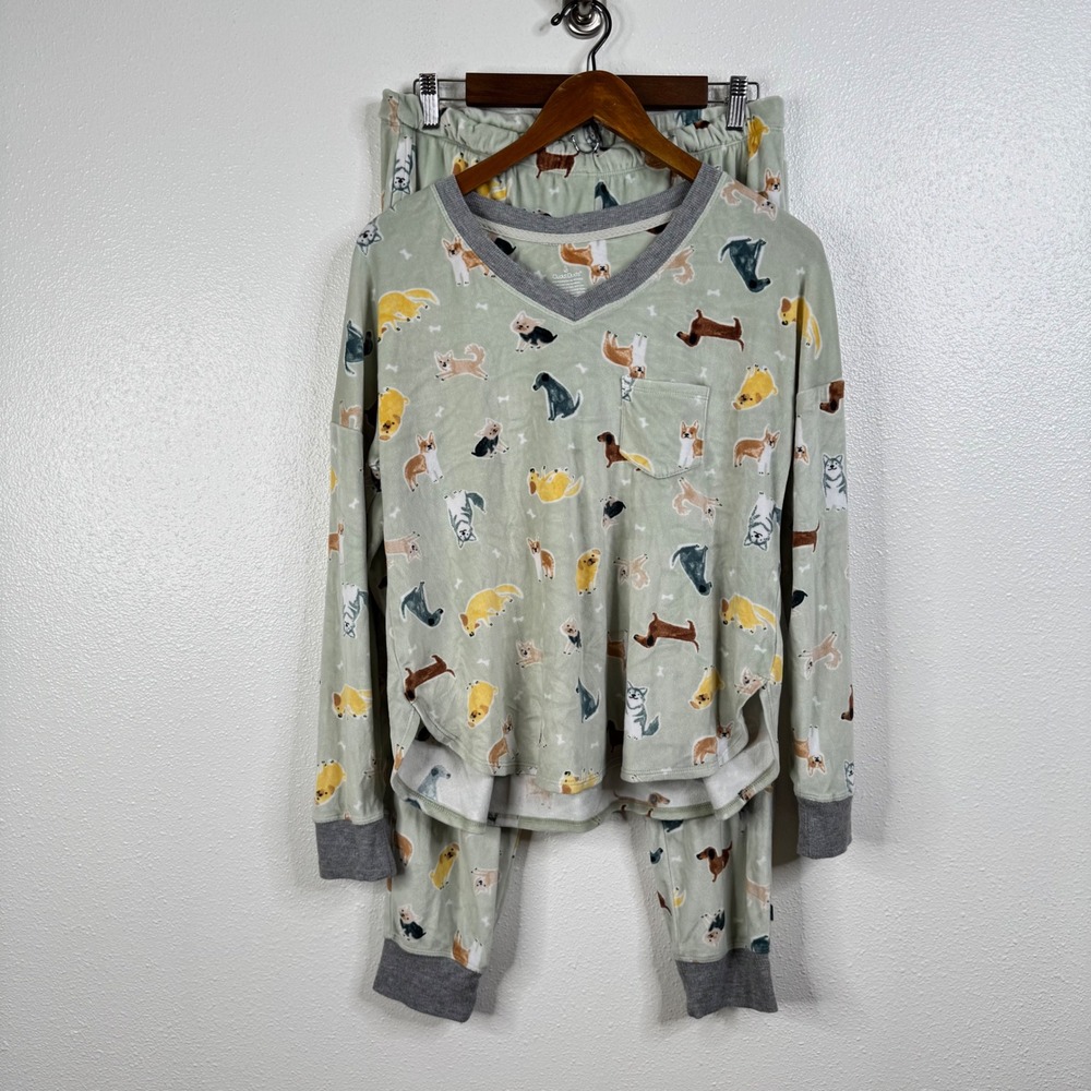 Cuddl‎ Duds Dog Print Soft Pajama Set Size Medium